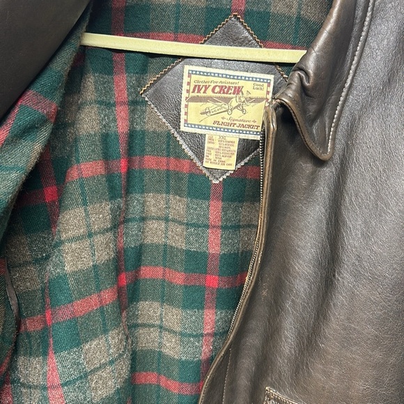 Men's Dark Brown Leather Bomber Jacket - Picture 9 of 12